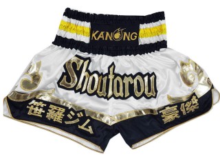 Short de Boxe Thai Blanc Personnalisé : KNSCUST-1180